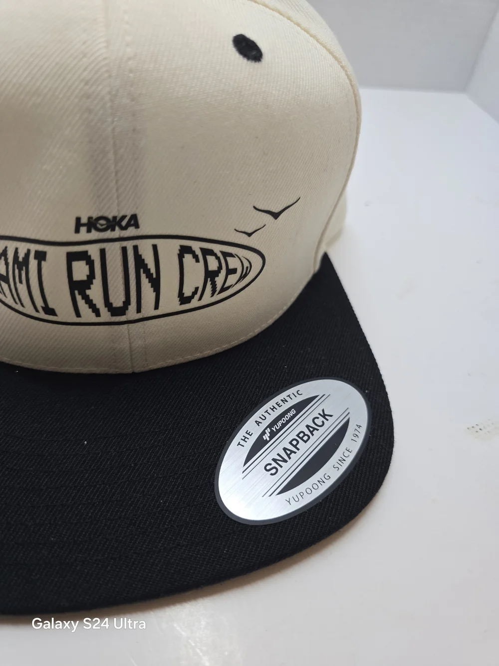 HOKA Cream and Black Snapback Hat - Miami Run Crew